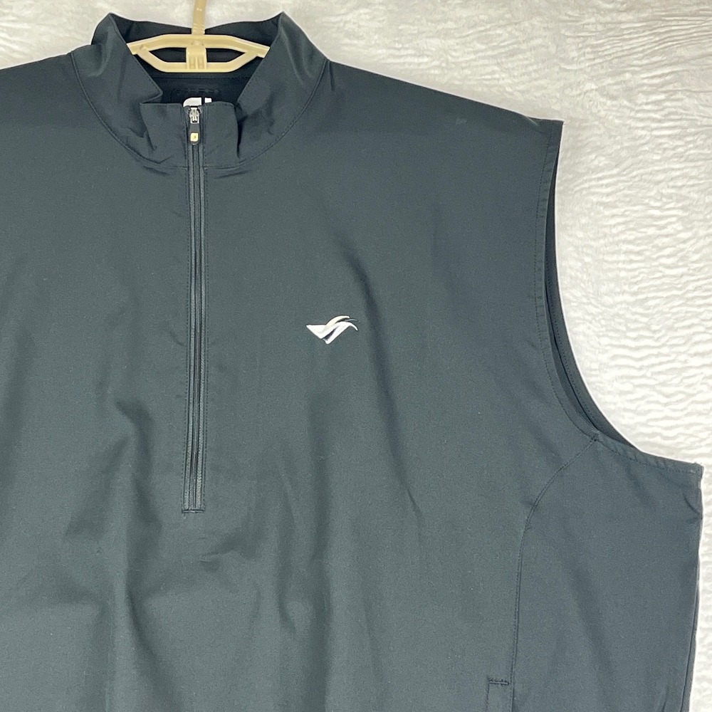 FootJoy FJ Golf Vest Mens Large Black 1/4 Zip Lightweight Logo Pockets - Picture 3 of 13